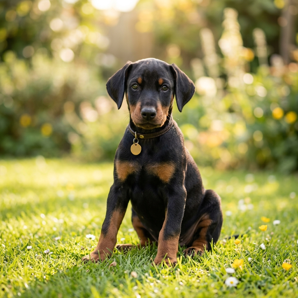 chiot race doberman apprentissage ordre base