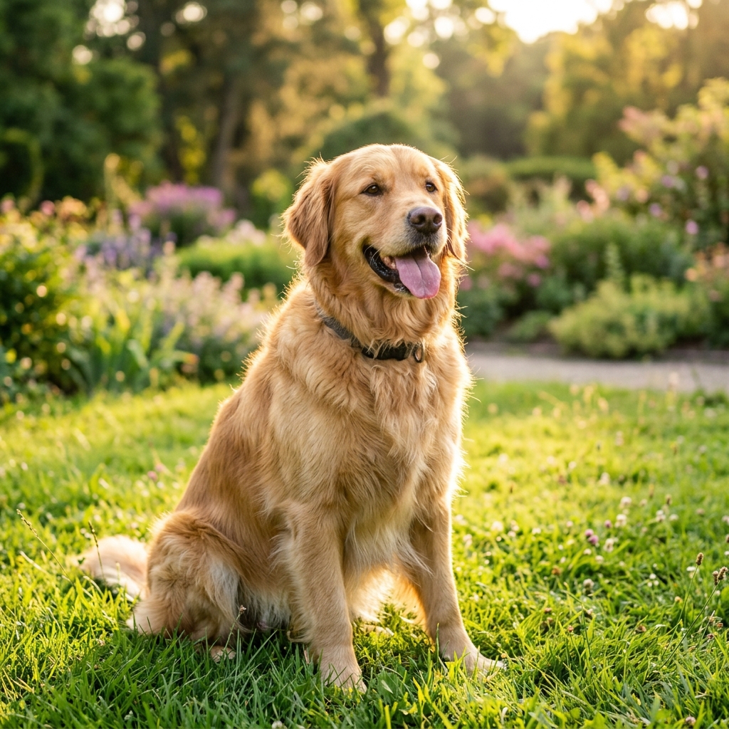 chien golden retriever heureux